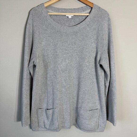 NWOT J. Jill Long Sleeve Crewneck Sweater Pullover Women's Medium Gray Pockets - Picture 4 of 10